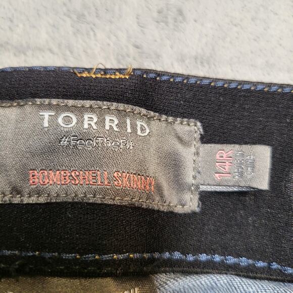 Torrid Jeans Womens 14R Blue Bombshell Skinny Stretch Denim High Rise Wash - Picture 3 of 10